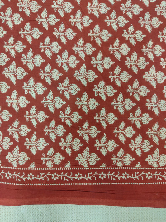 PURE COTTON RUST SELF BUTTI PATTERN HANDPRINTED COTTON FABRIC