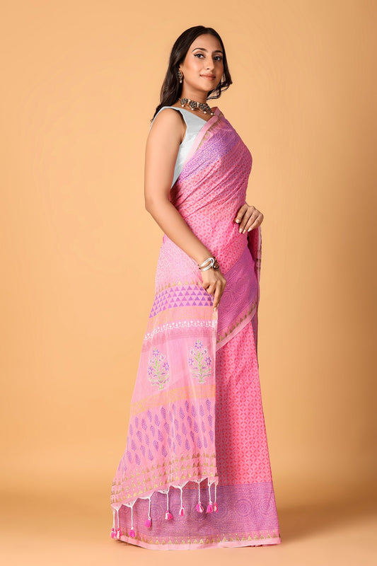 CHAPPAI COLLECTION-Gulabo Handblock printed saree