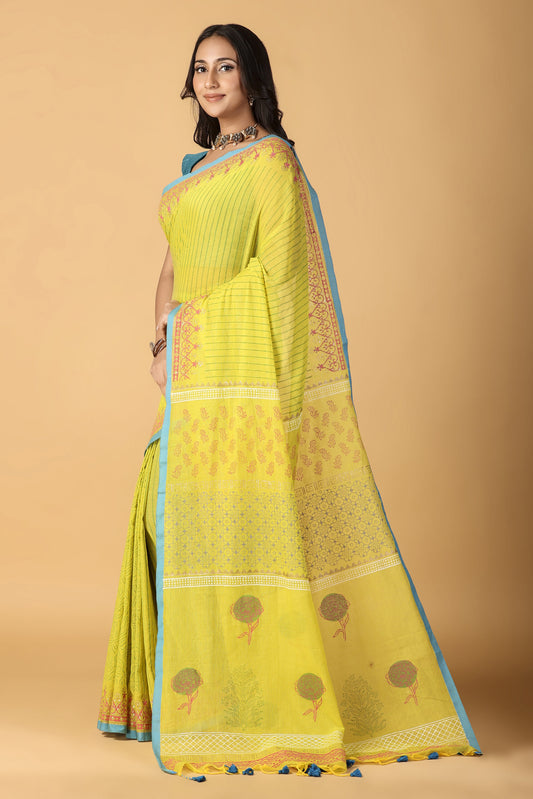 CHAPPAI COLLECTION-Nimbuda Handblock printed saree