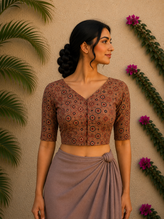 PEACH SILK READYMADE BLOUSE