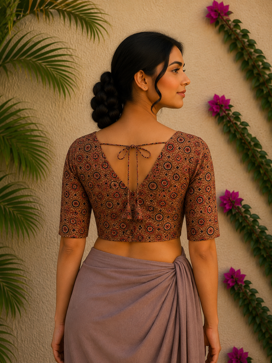 PEACH SILK READYMADE BLOUSE