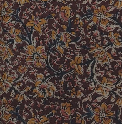DARK MAROON-HANDLOOM COTTON PRINTED KHADI FABRIC