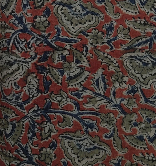 RUST HANDLOOM COTTON PRINTED KHADI FABRIC