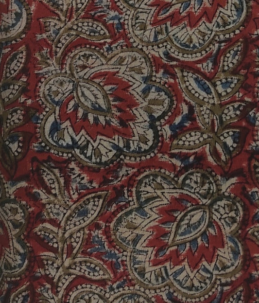 RUST KALAMKARI - HANDLOOM COTTON PRINTED KHADI FABRIC