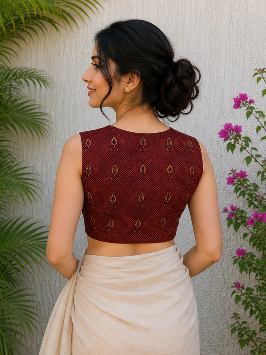 RUST DABU READYMADE BLOUSE