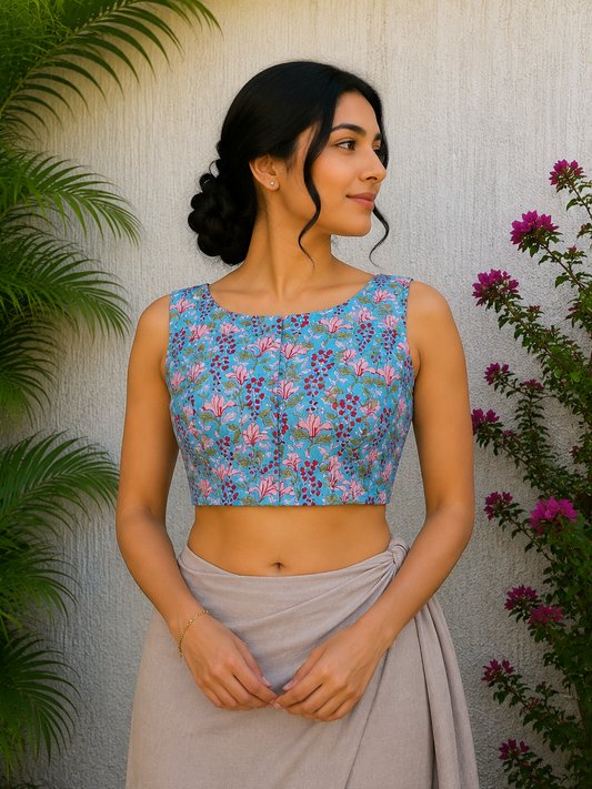 SEA BLUE SANGANERI READYMADE BLOUSE