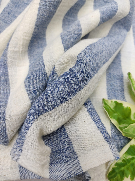 INDIGO - ORGANIC KALA COTTON HANDLOOM STRIPES FABRIC