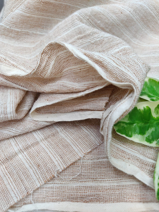 BEIGE - ORGANIC KALA COTTON HANDLOOM STRIPES FABRIC