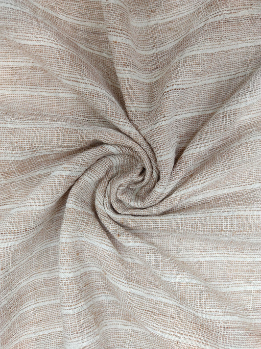 BEIGE - ORGANIC KALA COTTON HANDLOOM STRIPES FABRIC