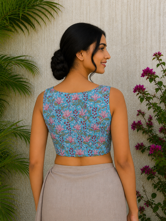 SEA BLUE SANGANERI READYMADE BLOUSE