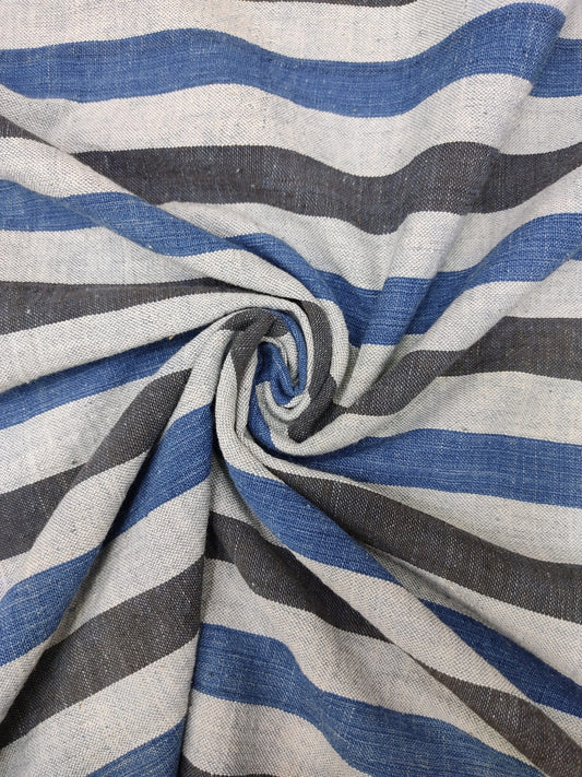 INDIGO - ORGANIC KALA COTTON HANDLOOM STRIPES FABRIC