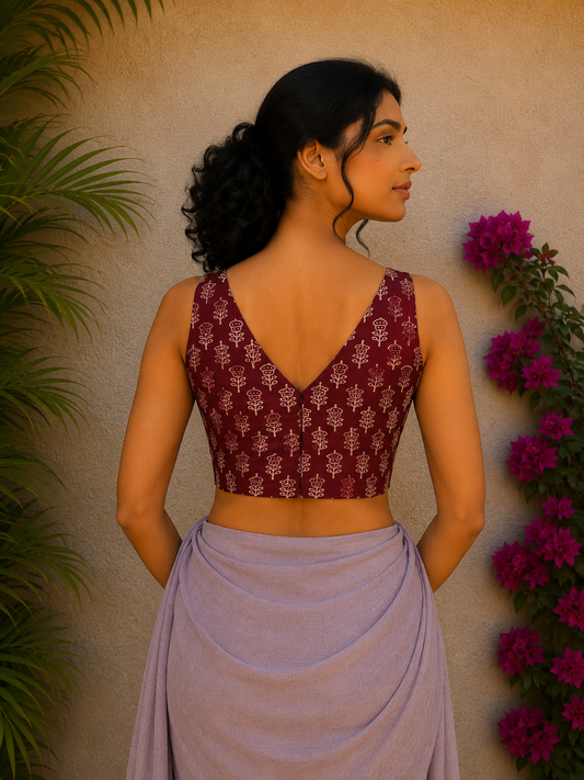 RUST MAROON READYMADE BLOUSE