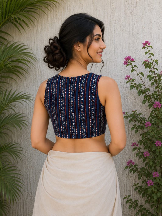 INDIGO STRIPES READYMADE BLOUSE
