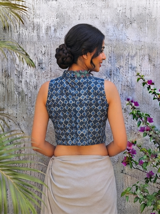 INDIGO GEO DABU READYMADE BLOUSE