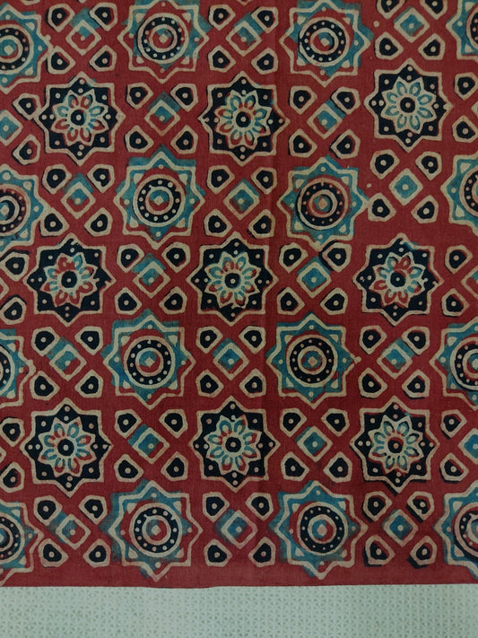 PURE COTTON MAROON STAR JAAL AJRAKH PRINTED COTTON FABRIC