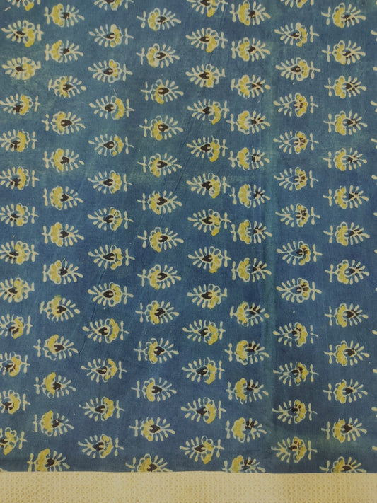 PURE COTTON INDIGO PAISLEY FLORAL BUTTI AJRAKH HANDBLOCK PRINTED COTTON FABRIC