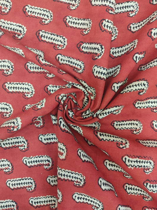 Pure Cotton Madder Bagru ButtiHandblock Printed Cotton Fabric