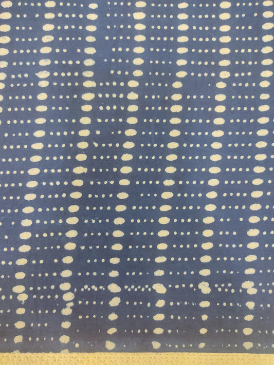 Pure Cotton Indigo Small Dotting Dabu Hand Block Printed Cotton Fabric
