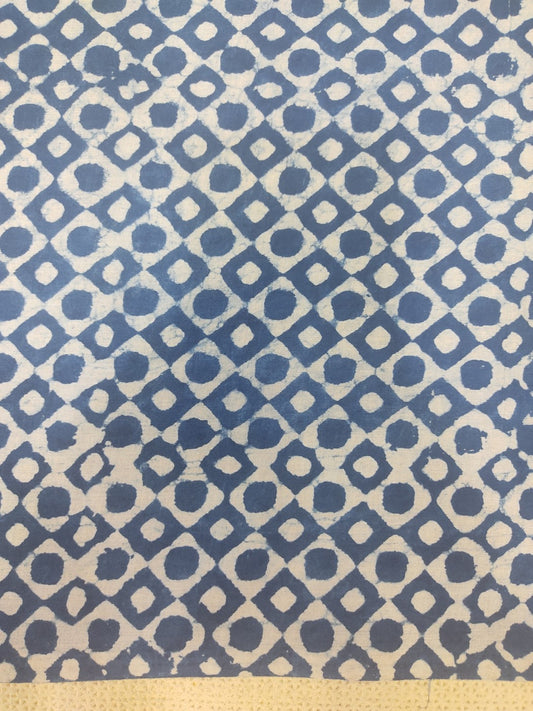 Pure Cotton Indigo Gad Jaal Dabu Hand Block Printed Cotton Fabric