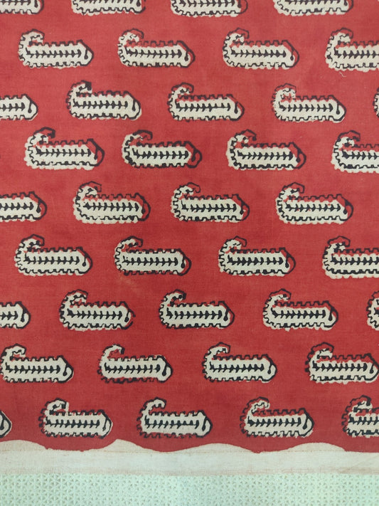Pure Cotton Madder Bagru ButtiHandblock Printed Cotton Fabric
