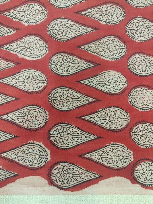 Pure Cotton Madder Bagru Petal Handblock Printed Cotton Fabric