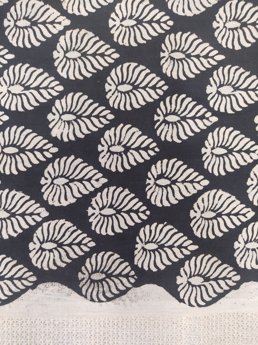 Pure Cotton Kali Patti - Black Bagru Handblock Printed Cotton Fabric
