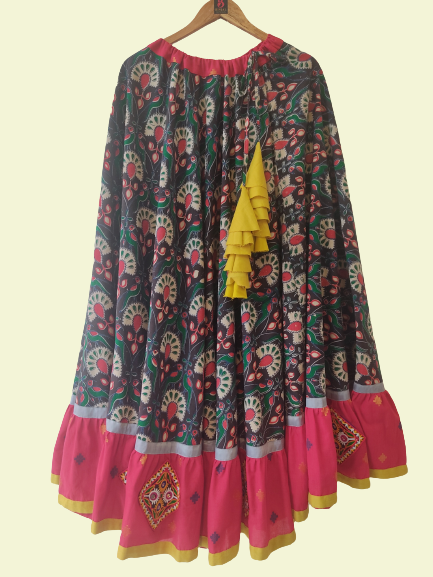 E-HALO COLLECTION KALAMKARI BIRD SKIRT