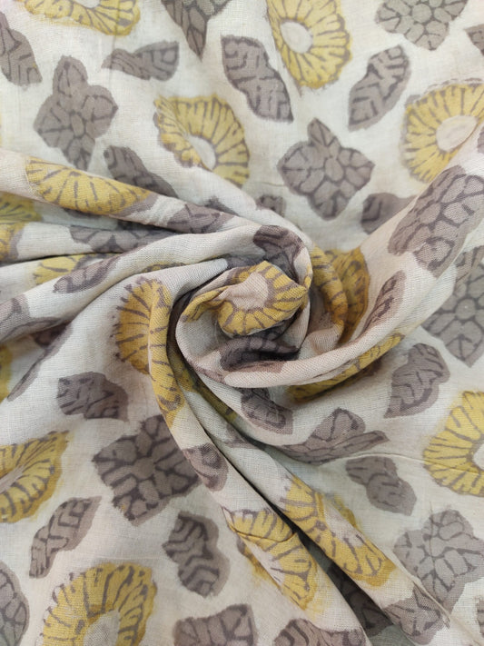 PURE COTTON NATURAL DYES JAAL BUTTI HANDBLOCK PRINTED MUL COTTON FABRIC