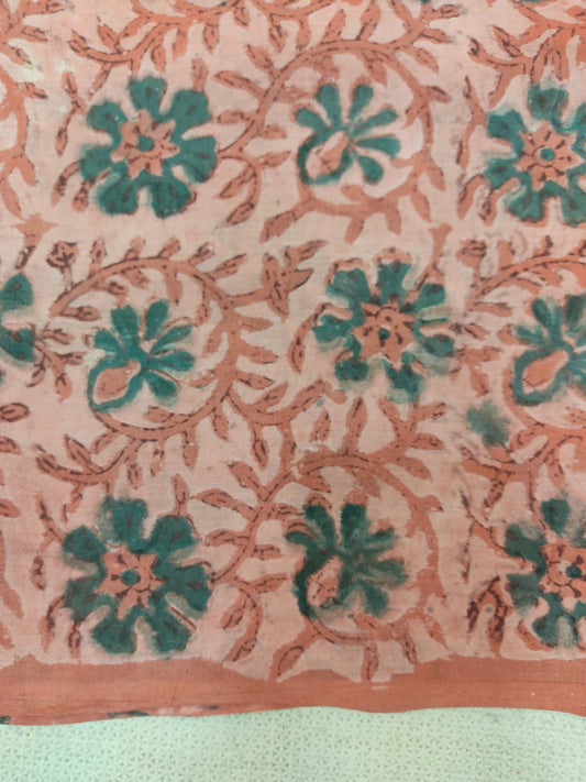 PURE COTTON TOMATO RUST NATURAL DYES JAAL PRINT HANDBLOCK PRINTED COTTON FABRIC