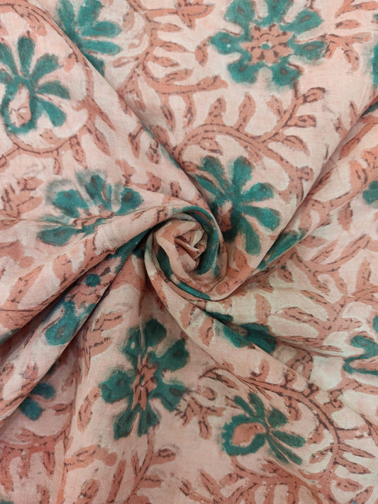 PURE COTTON TOMATO RUST NATURAL DYES JAAL PRINT HANDBLOCK PRINTED COTTON FABRIC