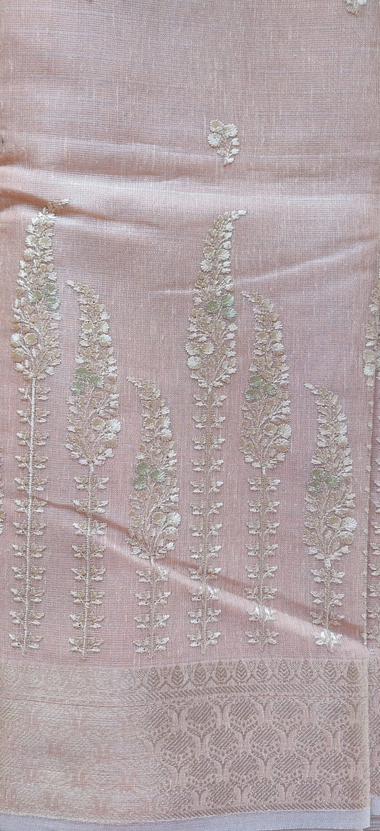 PEACH PHOOL HANDWOVEN KOTA ZARI SAREE