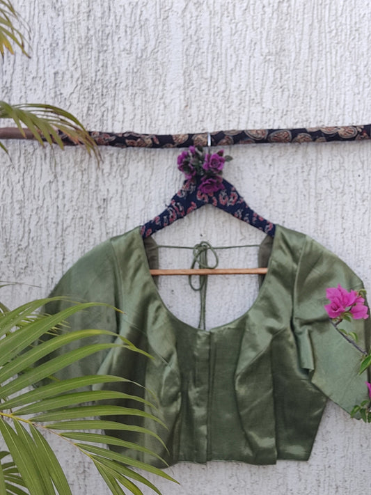 PISTA GREEN SILK READYMADE BLOUSE
