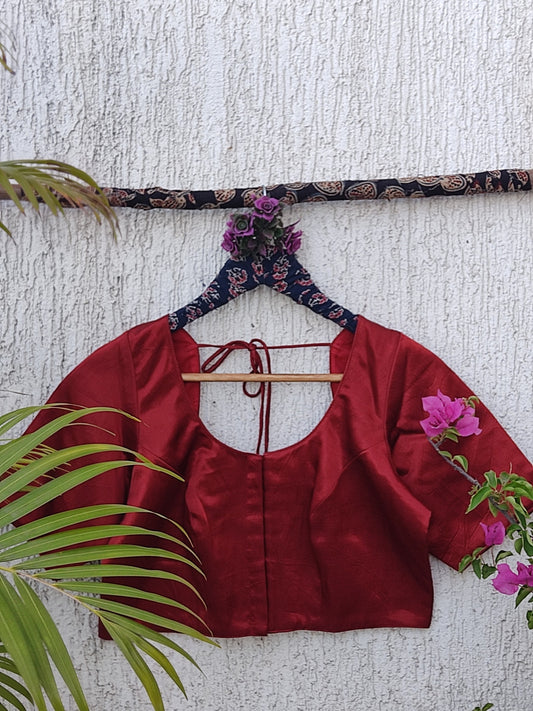MAROON SILK READYMADE BLOUSE