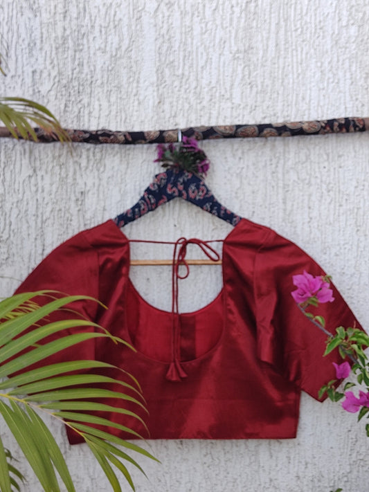 MAROON SILK READYMADE BLOUSE