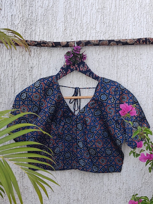 INDIGO STAR SILK READYMADE BLOUSE