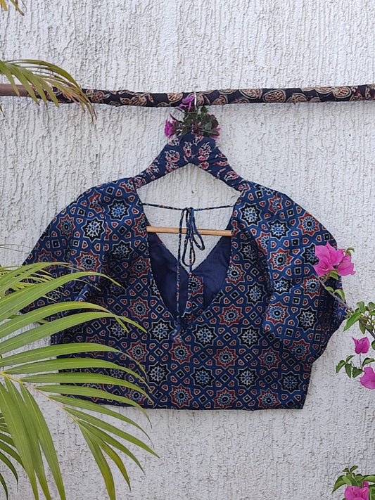 INDIGO STAR SILK READYMADE BLOUSE