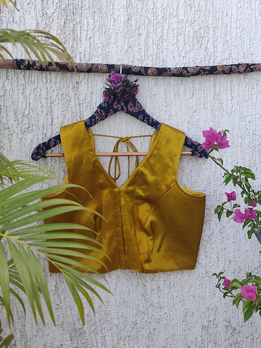 MUSTARD GOLD SILK READYMADE BLOUSE
