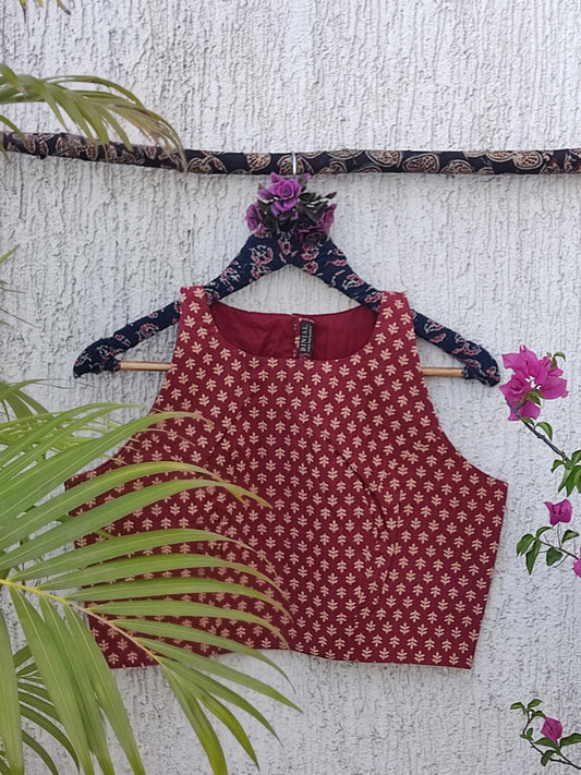 MAROON BUTI READYMADE BLOUSE