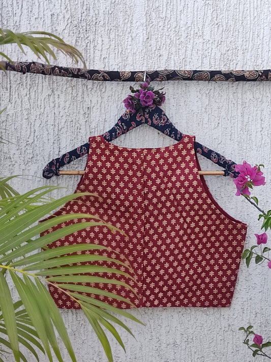 MAROON BUTI READYMADE BLOUSE