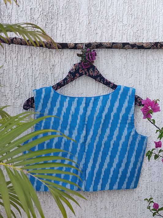BLUE LEHERIYA IKAT READYMADE BLOUSE