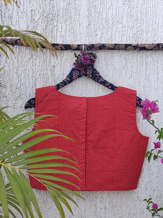 RED KANTHA READYMADE BLOUSE