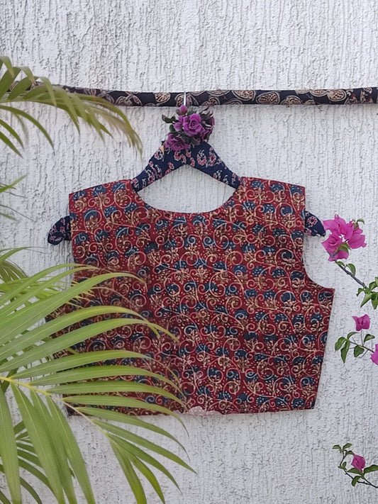 MAROON SANGANERI READYMADE BLOUSE