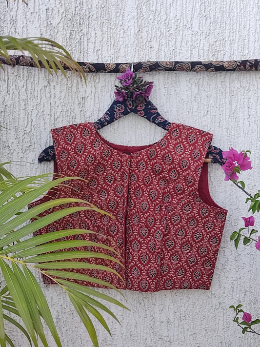 RUST FLORAL JAAL READYMADE BLOUSE