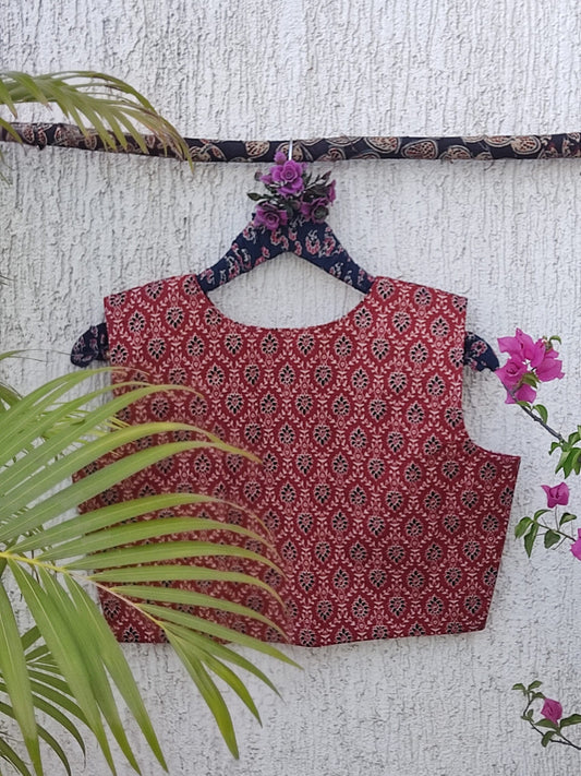 RUST FLORAL JAAL READYMADE BLOUSE