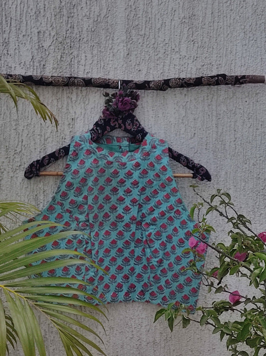 SEA GREEN BUTTI READYMADE BLOUSE