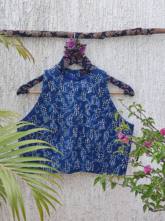 INDIGO DABU HANDBLOCK PRINTED READYMADE BLOUSE