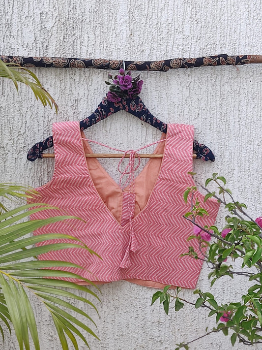 PEACH PRINTED READYMADE BLOUSE