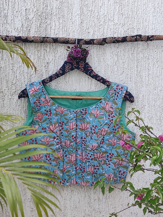 SEA BLUE SANGANERI READYMADE BLOUSE