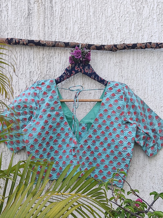 SEA BLUE FLORAL READYMADE BLOUSE