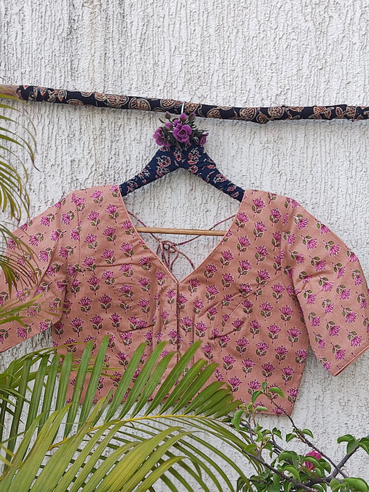 PEACH FLORAL READYMADE BLOUSE
